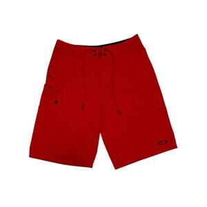 Oakley Board Shorts Swim Trunks Men’s Size 28 Regular Fit Red Adult Polyester